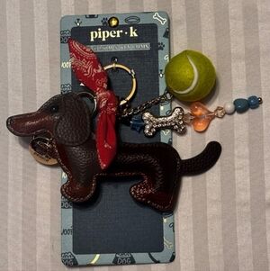 PIPER K viral Leather Keychain/bag/purse Charm Dachshund/dashchund Style Gift